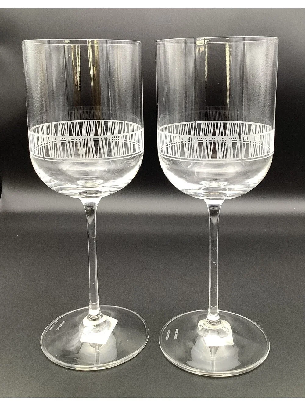 Wedgwood Vera Wang Modern Graphic Crystal Wine Glass Water Goblet *Set of 2*